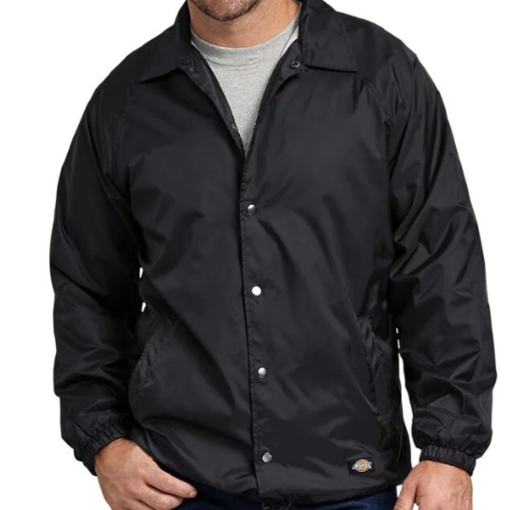 Snap Front Nylon Jacket, Black